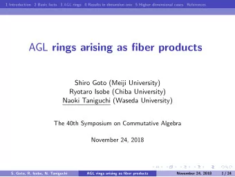 AGL rings arising as fiber products  Shiro Goto (Meiji University)  Ryotaro Isobe (Chiba
