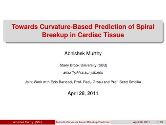Towards Curvature-Based Prediction of Spiral  Breakup in Cardiac Tissue  Abhishek Murthy  Stony