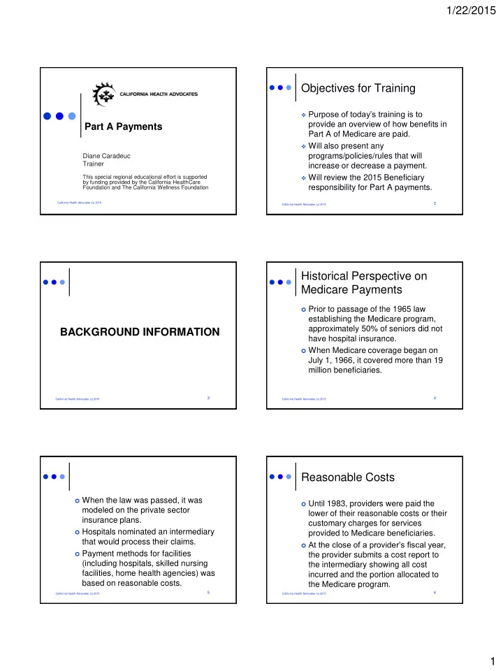 objectives for training