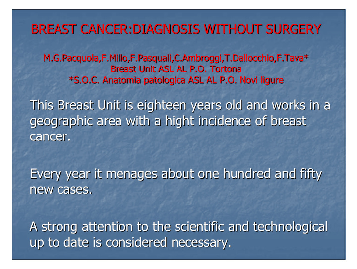 breast cancer diagnosis without surgery breast cancer