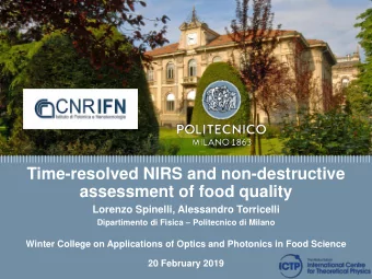 Time-resolved NIRS and non-destructive  Titolo presentazione  assessment of food quality
