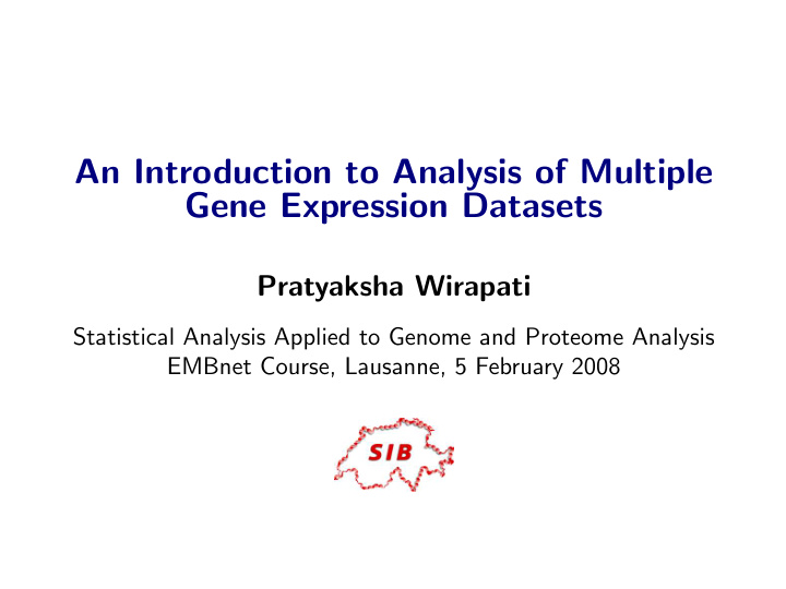 an introduction to analysis of multiple gene expression