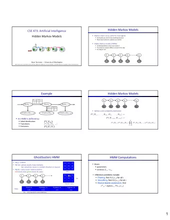 1  Real HMM Examples  Real HMM Examples  Speech recognition HMMs:  Machine translation HMMs: