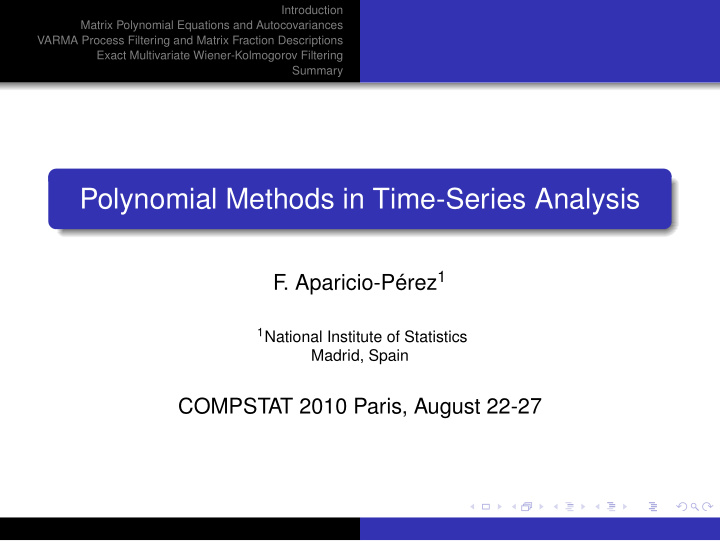 polynomial methods in time series analysis