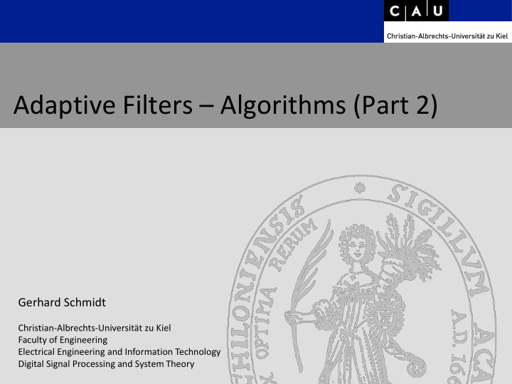 adaptive filters algorithms part 2