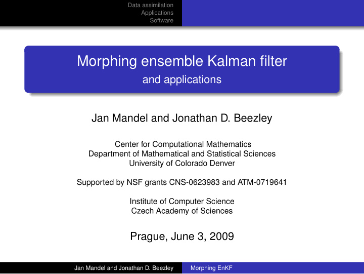 morphing ensemble kalman filter
