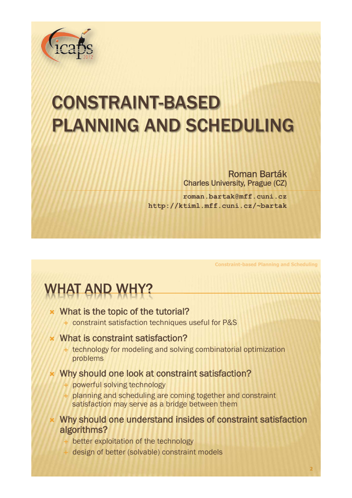 constraint based planning and scheduling