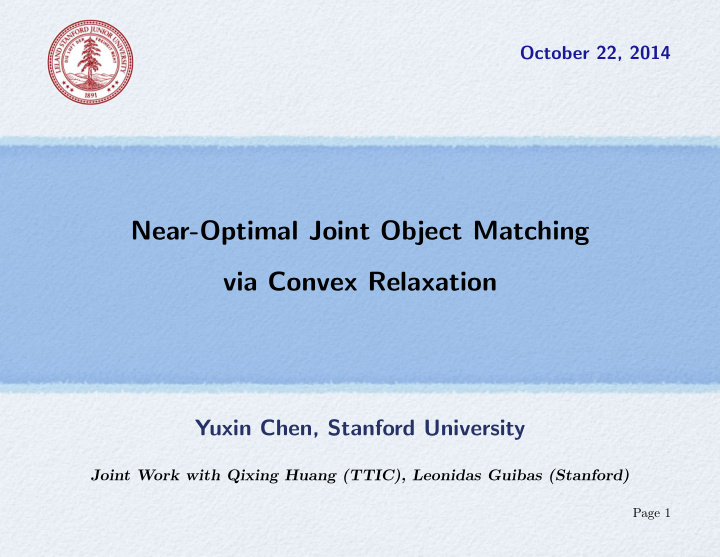 near optimal joint object matching via convex relaxation