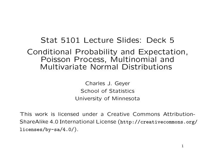 stat 5101 lecture slides deck 5 conditional probability