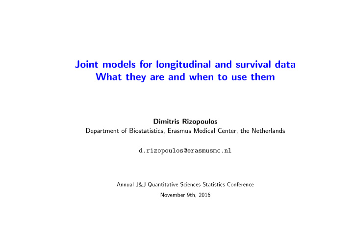 joint models for longitudinal and survival data what they