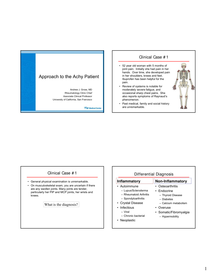 approach to the achy patient