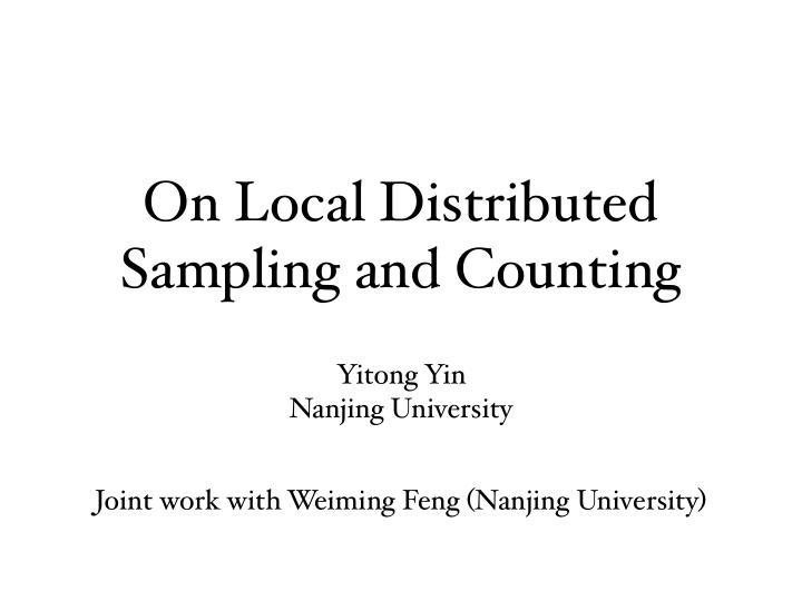 on local distributed sampling and counting