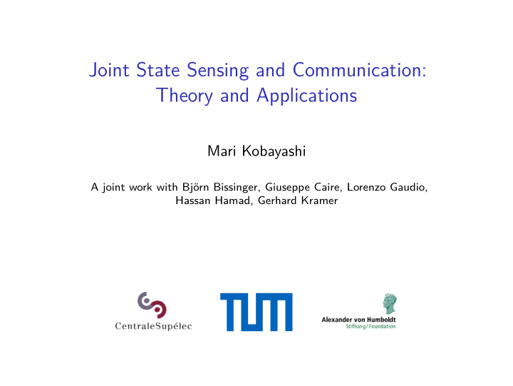 joint state sensing and communication theory and