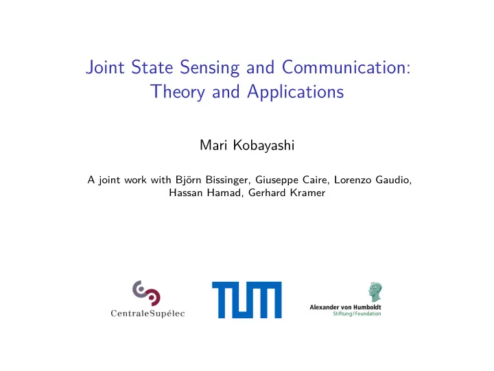 joint state sensing and communication theory and