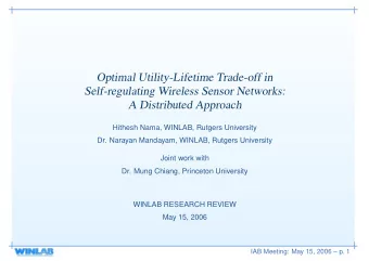 Optimal Utility-Lifetime Trade-off in  Self-regulating Wireless Sensor Networks:  A Distributed