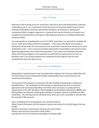 Slide 1  Title Page Welcome to the training course for researchers required to work with