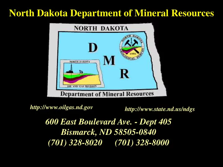 north dakota department of mineral resources