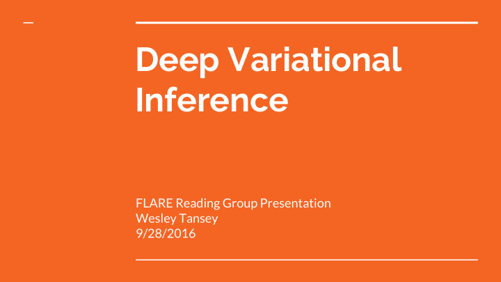 deep variational inference