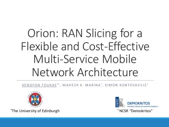 Orion: RAN Slicing for a  Flexible and Cost-Effective  Multi-Service Mobile  Network Architecture