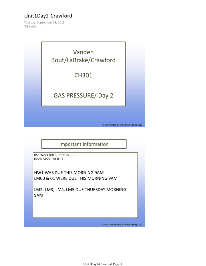 vanden bout labrake crawford ch301 gas pressure day 2