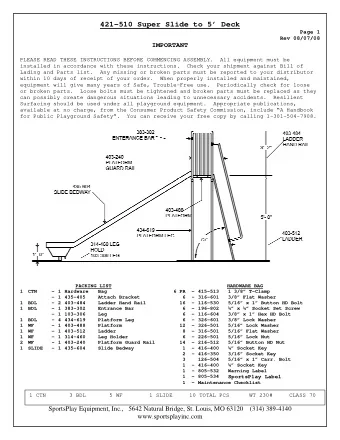 421-510 Super Slide to 5 Deck  Page 1  Rev 08/07/08  IMPORTANT  PLEASE READ THESE INSTRUCTIONS