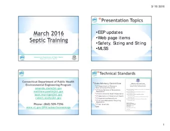 *  EEP updates  Web page items  S  afety, S  izing and S  iting  MLS  S  Connecticut