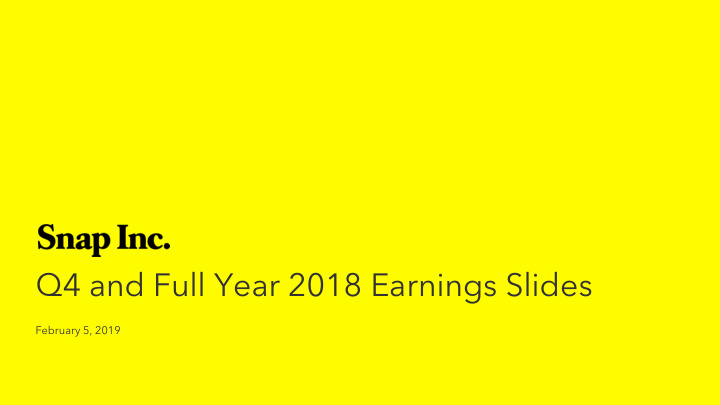 q4 and full year 2018 earnings slides