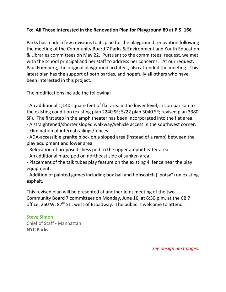 to all those interested in the renovation plan for