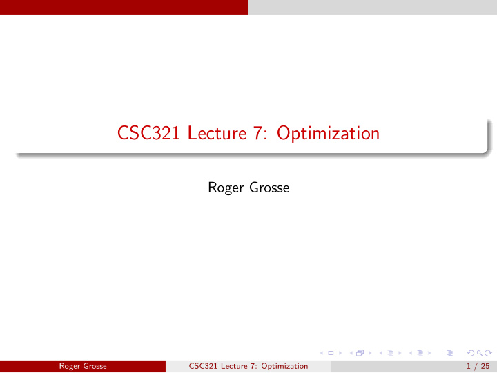 csc321 lecture 7 optimization