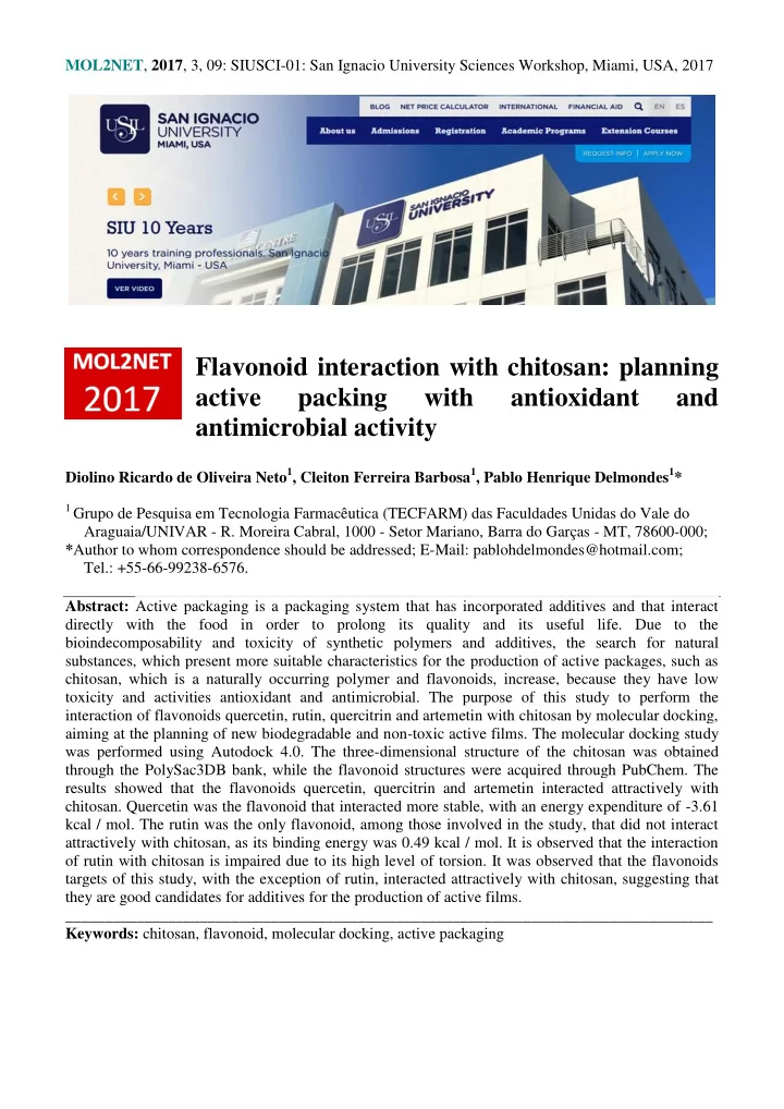 flavonoid interaction with chitosan planning active