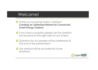 Welcome!  Thank you for joining todays webinar:  Creating an Optimized Market for Connected
