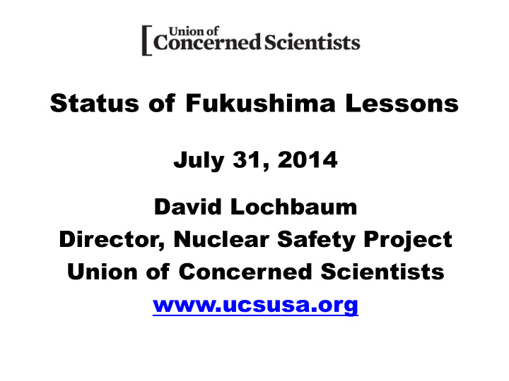 status of fukushima lessons
