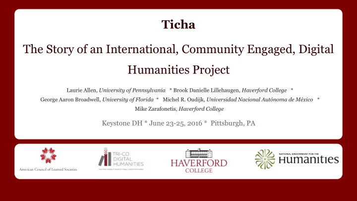 ticha the story of an international community engaged