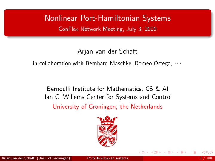 nonlinear port hamiltonian systems