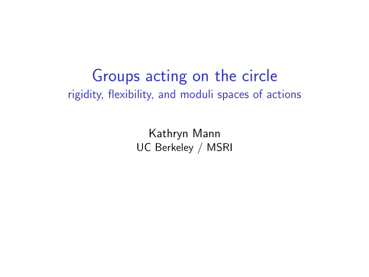 groups acting on the circle