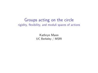 Groups acting on the circle  rigidity, flexibility, and moduli spaces of actions  Kathryn Mann  UC
