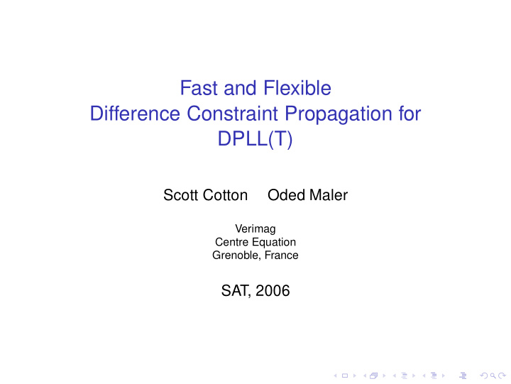 fast and flexible difference constraint propagation for
