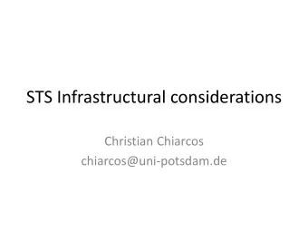 STS Infrastructural considerations  Christian Chiarcos  chiarcos@uni-potsdam.de  Infrastructure
