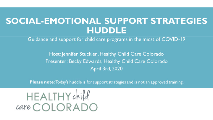 social emotional support strategies huddle