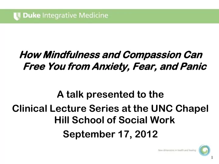 a talk presented to the clinical lecture series at the