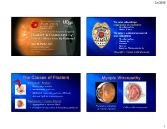 * *   Aggregation of vitreous fibrils  Hyaluronic acid drops  Collagen fibers aggregate