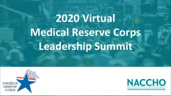 2020 Virtual  Medical Reserve Corps  Leadership Summit  NACCHO Welcome  Oscar Alleyne, NACCHO