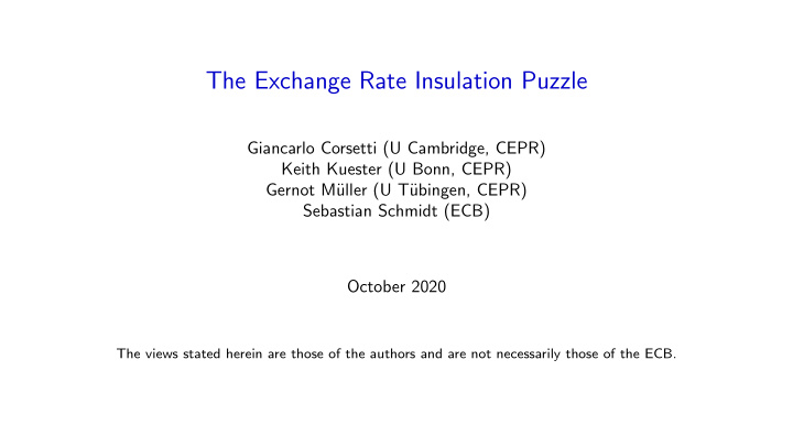 the exchange rate insulation puzzle