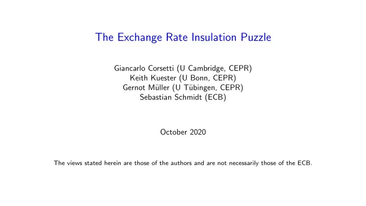 the exchange rate insulation puzzle