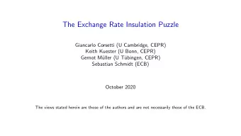 The Exchange Rate Insulation Puzzle  Giancarlo Corsetti (U Cambridge, CEPR)  Keith Kuester (U Bonn,