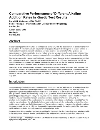 Addition Rates in Kinetic Test Results Ronald H. Mullennex, CPG, CGWP  Senior Principal