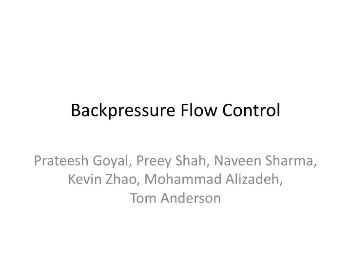 backpressure flow control