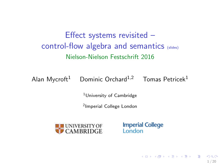 effect systems revisited