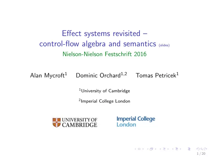 effect systems revisited