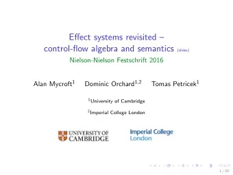 Effect systems revisited  control-flow algebra and semantics (slides)  Nielson-Nielson